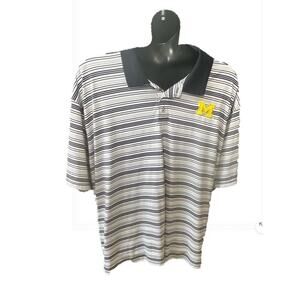 U of M Dark Blue & White Striped Polo 3XL